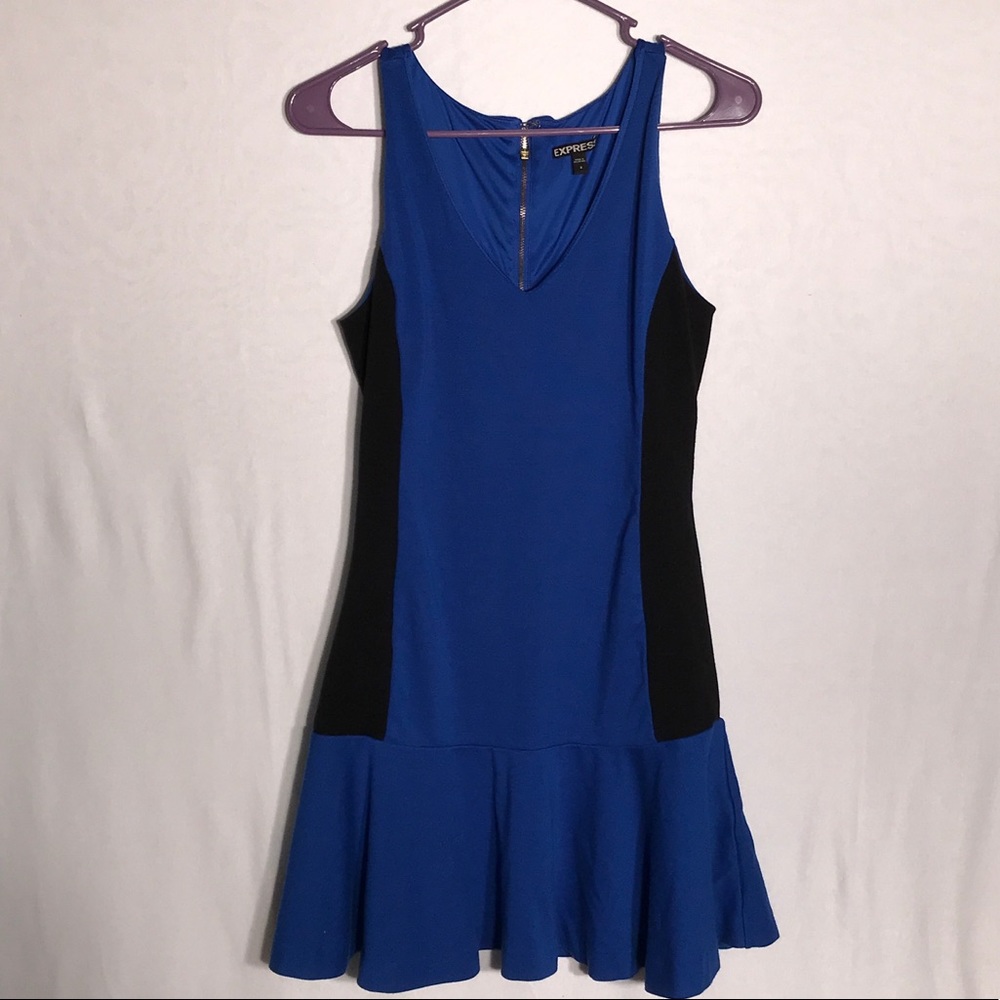 Express Royal Blue Fit and Flare Dress- size 4